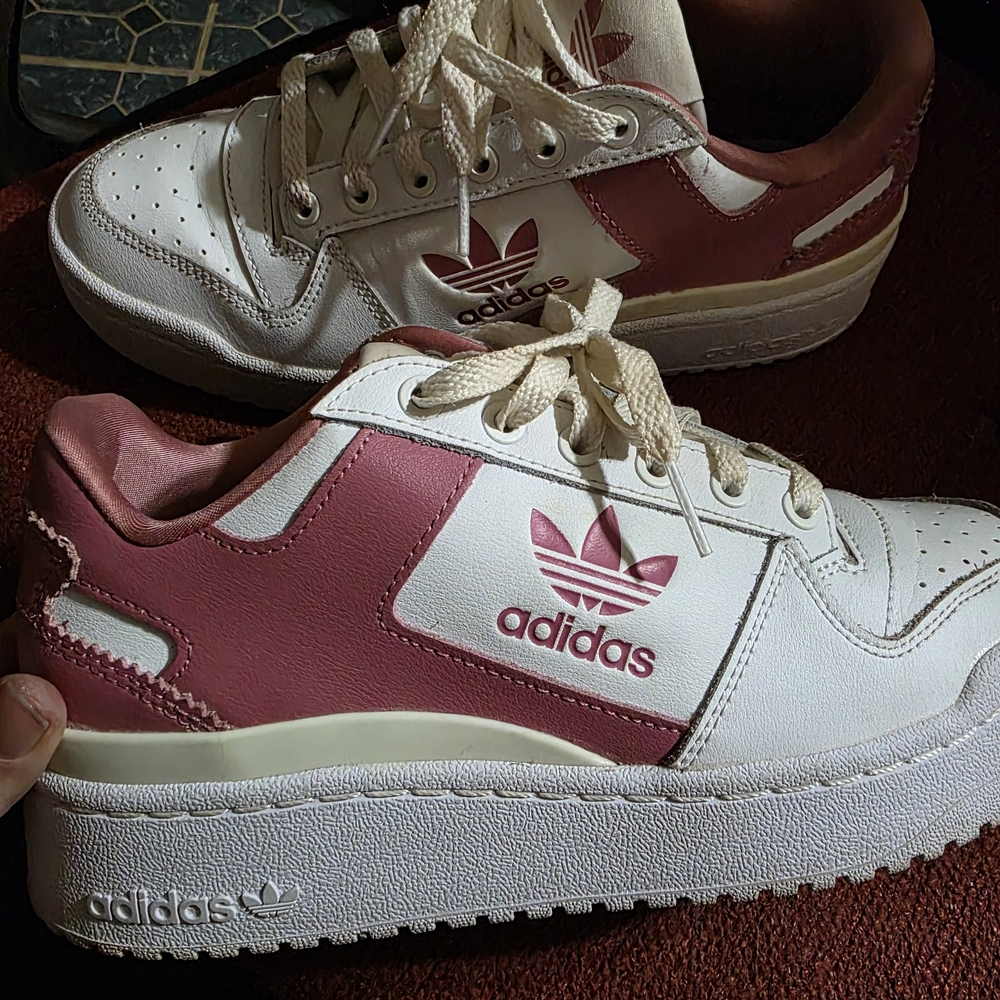 Adidas Women's White and Pink Sneakers